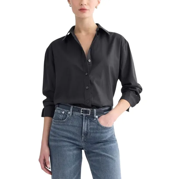 Everlane Everyday Black Button up Collar Shirt SZ Large Relaxed Fit Casual Chic - Image 7