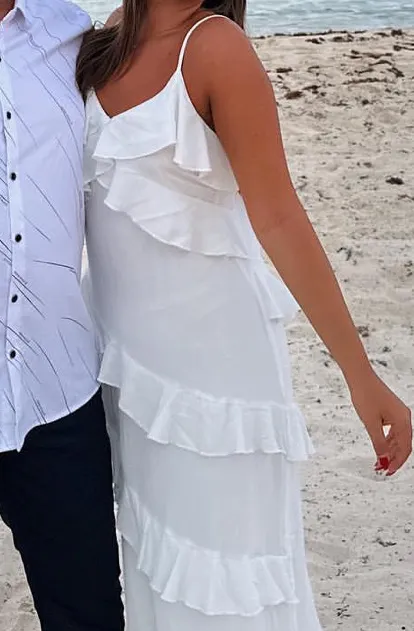 Maxi ruffle white dress Size M - Image 2