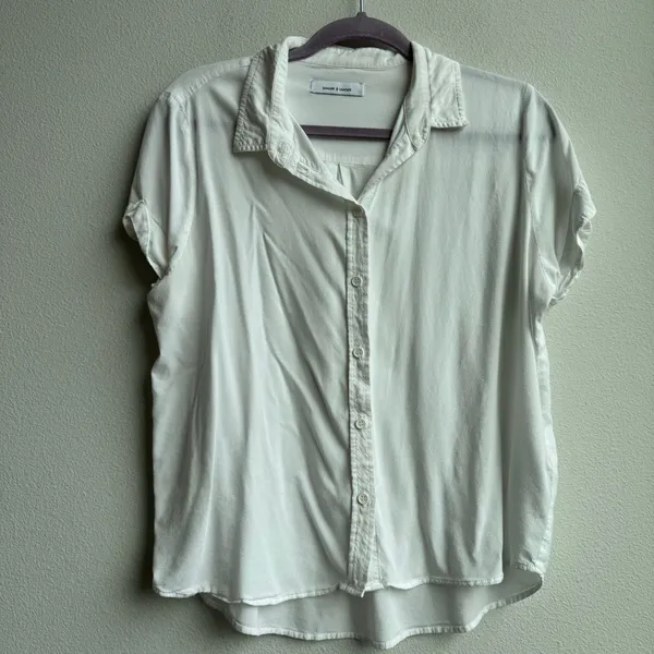 Samsoe Samsoe Office Career Shirt Womens Medium Majan Short Sleeve Shirt White - Image 2