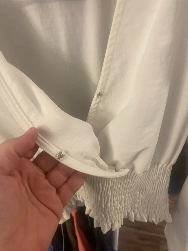 Altar'd State White Smocked-Hem Long Sleeve Top - Women by size small - Image 6