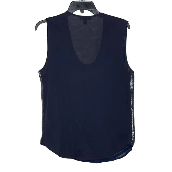 J. Crew Tank Top Size Medium Navy & Shiny Lined‎ 100% Polyester Womens - Image 8