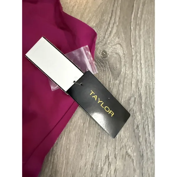 NWT Taylor Women's Rosette Halter Neck Dress W/Tie Back - Size 16- Magenta - Image 10