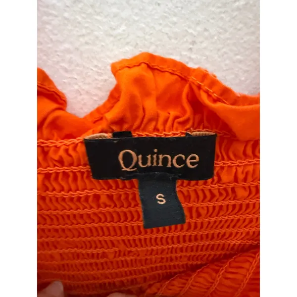 Quince Orange Organic Cotton Smocked Tiered Midi Dress Ruffle Straps Small - Image 4