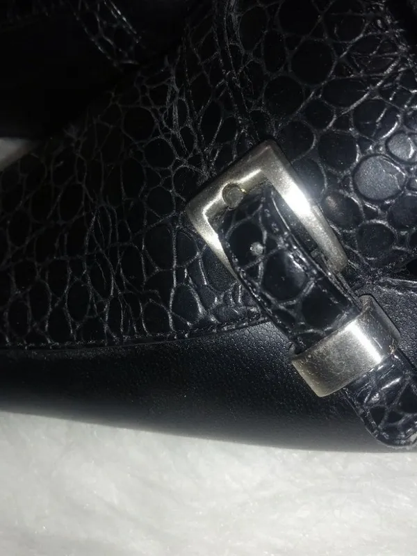LifeStride 8M Classy Alligator Embossed Silver Buckle Mules Comfort Heels Shoe - Image 3