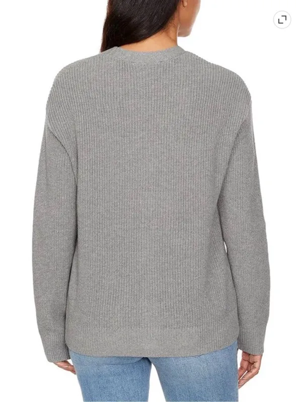 Hudson Jeans Cotton Button-Down Cardigan Sweater Grey Large - Image 3