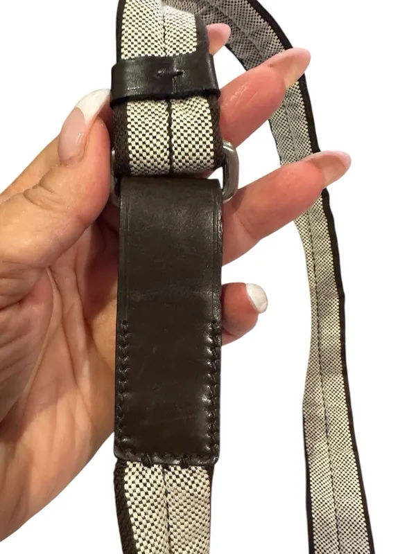 PRADA WOVEN CHOCOLATE BROWN TAN Vintage BELT Leather Trim - Image 5