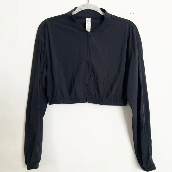 Alo Yoga Cropped Breezy Full-Zip Cover Up Black S - Image 2