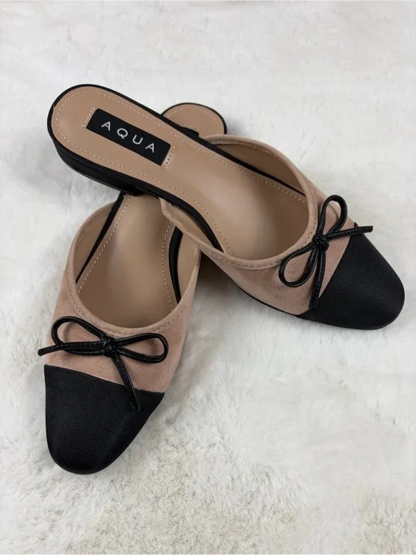 Aqua Women's Snip Toe Flats NEW Black/Nude Size 8 - Image 4