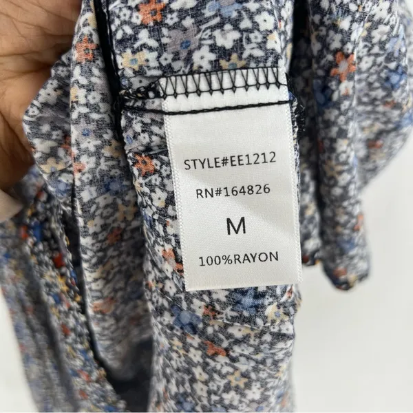 Elloh Multicolor Ditsy Floral Smocked 3/4 Puff Sleeve Tiered Midi Dress‎ Prairie - Image 9
