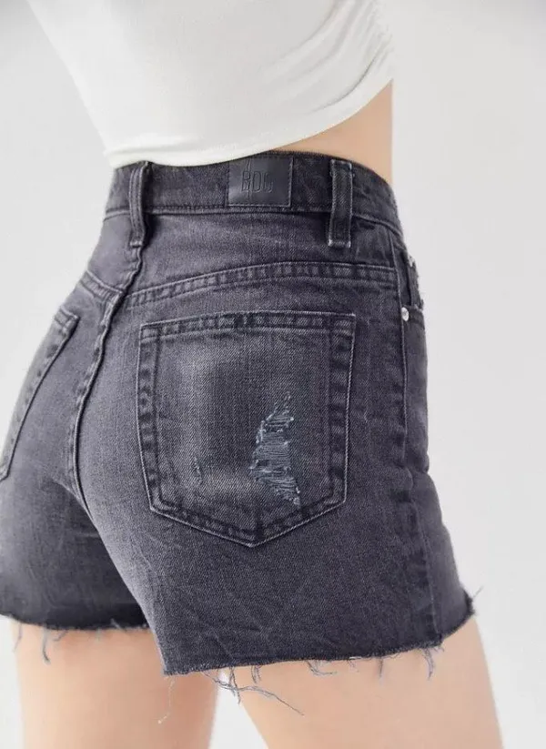 Girlfriend High-Waisted Denim Short – Black Size 26 - Image 2