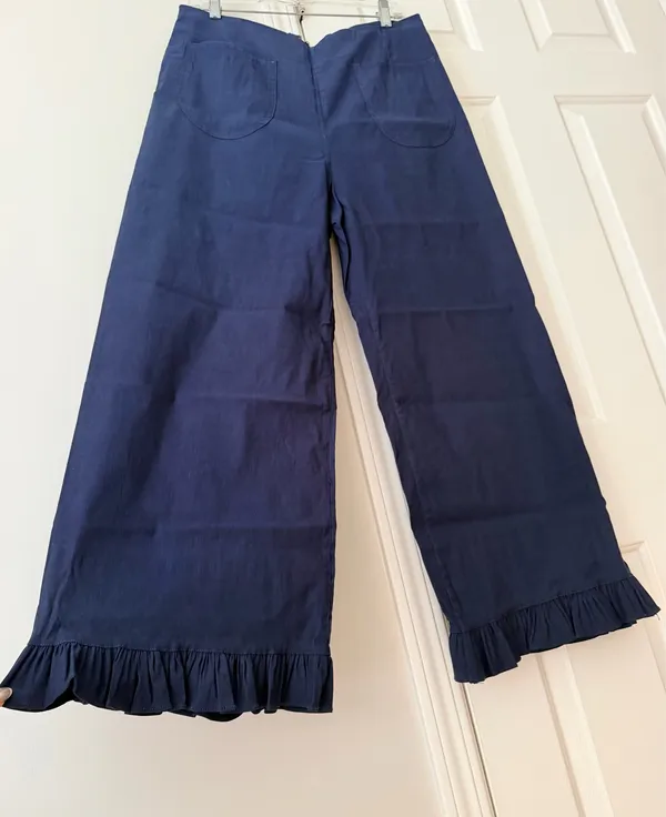 Anthropologie Maeve The Colette Ruffle-Hem Crop Wide-Leg Pants, Size 31 - Image 9