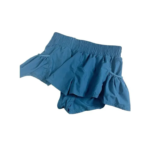 KIMBERLY.C Blue Ruffle Hem‎ Pocket Shorts M Lined Activewear High Rise - Image 2
