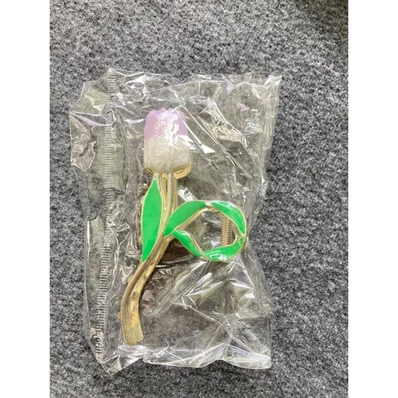 Gold Tone Tulip Flower Hair Claw‎ Clip Women S Elegant Hair Accessory - Image 2