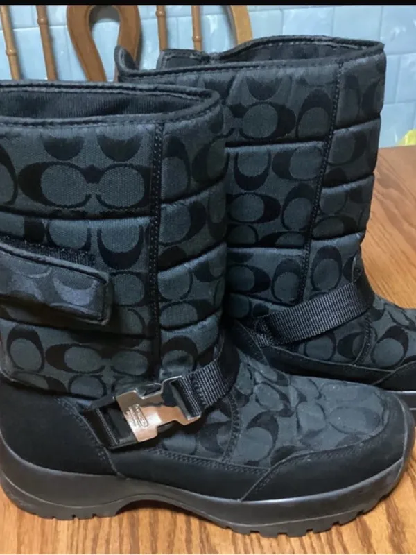 Coach Black Signature Mid-Calf Buckle Boots - Image 4