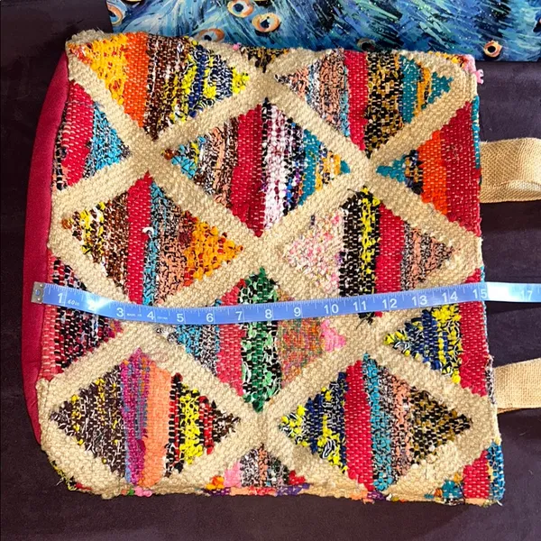 Colorful Woven Tote Bag Red - Image 8