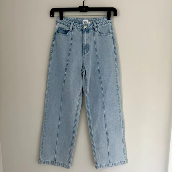 Princess Polly Booran Light Wash Denim Wide Leg Center Seam Jeans - Image 2