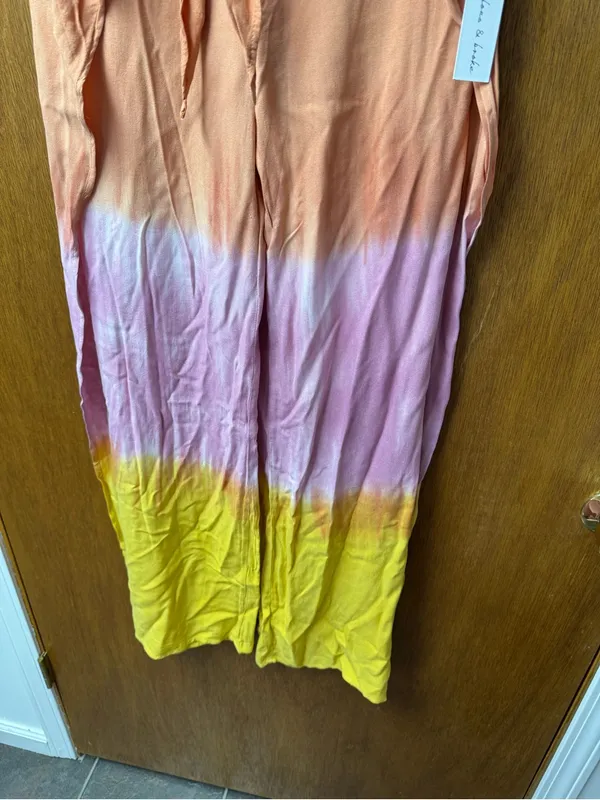 Young Fabulous & Broke Abigail Tie Front Split Wide Leg Tie Dye Pants Large NEW - Image 7