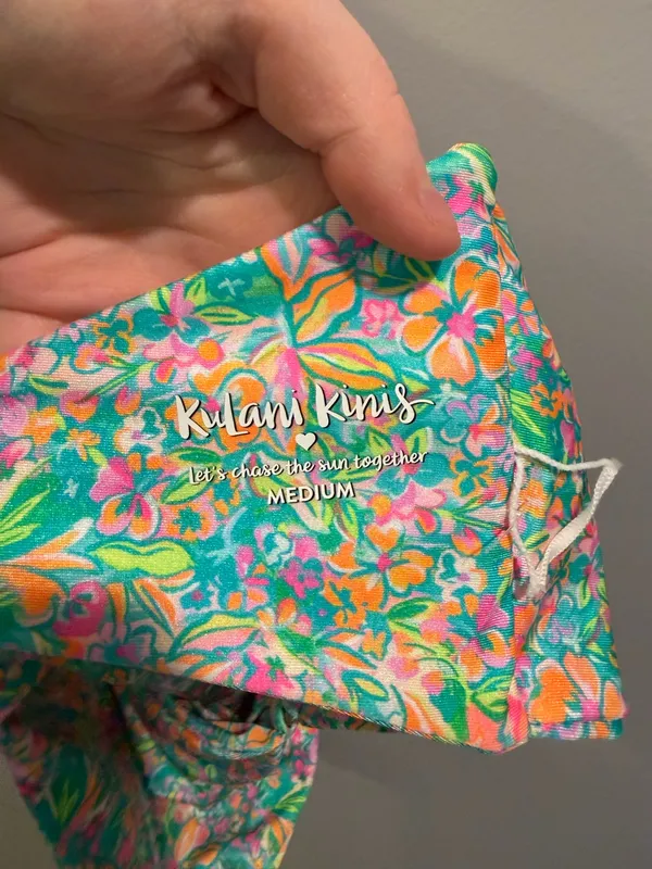 Kulani Kinis Spring Fling Shimmer O-Ring Floral Bandeau Bikini Top Green Multi - Image 9
