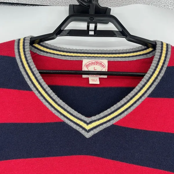 Brooks Brothers Y2K Womens Sweater Sz L Preppy Varsity Americana Stripe Academia - Image 3
