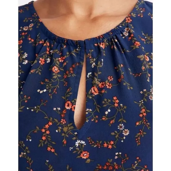 ✨Madewell Silk Stanza Ruffle-Hem Sz Large Top in Moonless Floral✨ - Image 2