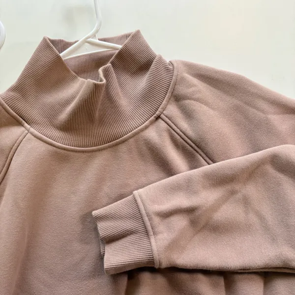 Athleta Cozy Karma Side Zip Funnel‎ Neck Sweatshirt Taupe M - Image 8