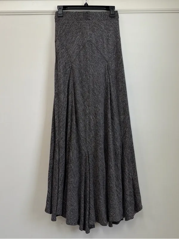 Young Threads Graphite Heathered Knit Bias Cut Godet Maxi Skirt Boho NWT Size S - Image 7