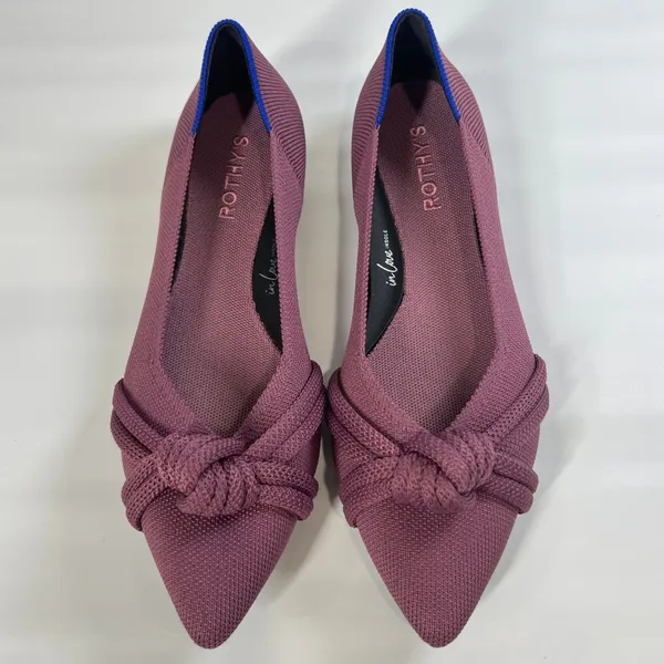 Rothy's The Point Knot Flats‎ In Love Purple Knit Shoes Size W9 EU 39 Classic - Image 2