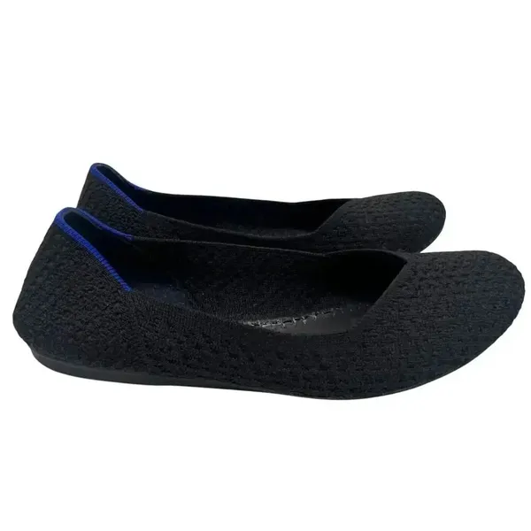 Rothy’s Flat Knit Honeycomb Rounded Toe Flats shoes Black/Blue Halo Size 7 - Image 5
