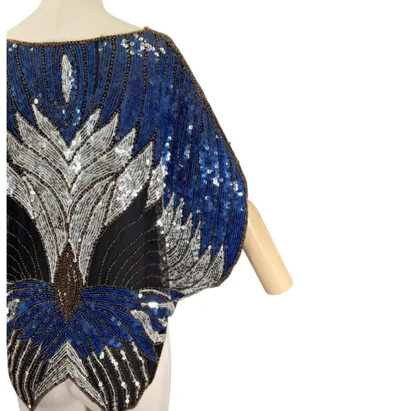 Vintage Scala Silk Sequin Butterfly Blouse Size Medium - Image 8