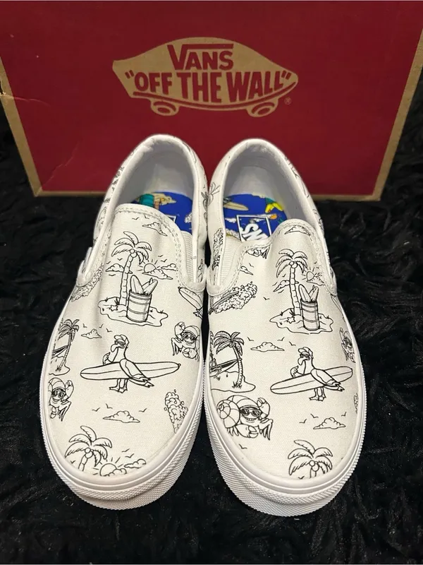 VANS white u-color u-paint slip on shoes sneakers women’s 7 new - Image 2