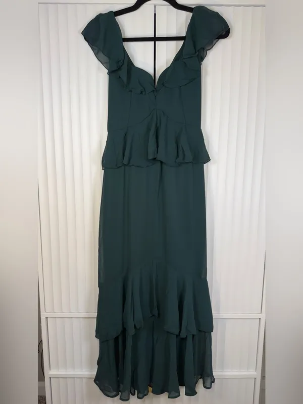 NWT Show Me Your MuMu Reese Ruffle Dress Emerald Green XXS - Image 3