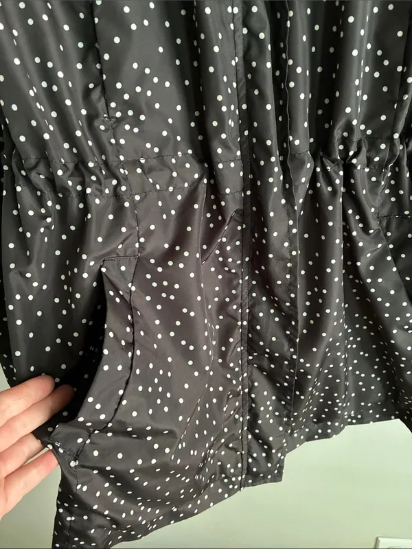 A New Day Women’s L Brown White Polka Dot Hooded Rain Jacket Water Resistant - Image 4