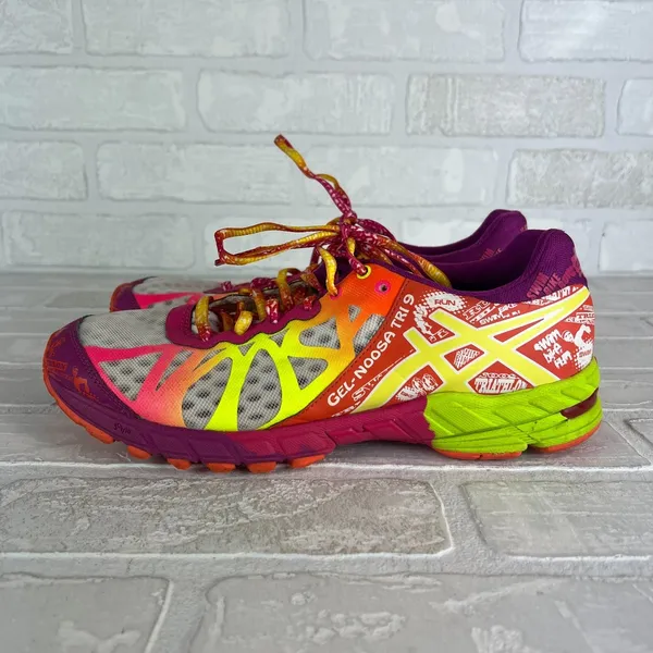 ASICS GEL Noosa Tri 9 Womens 9.5 Running Shoes Neon Multicolor‎ Triathlon T458N - Image 5