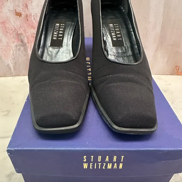 Stuart Weitzman Black Gore-Tex Rainaway Pumps Block Heel Women’s 8AAA Square Toe - Image 2