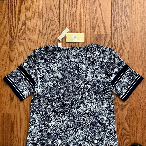 Michael Kors Paisley Print Casual Light Blue T-shirt Dress Women's Size S NWT - Image 6