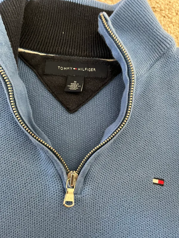 Tommy Hilfiger Blue half zip long sleeve sweater - Image 3