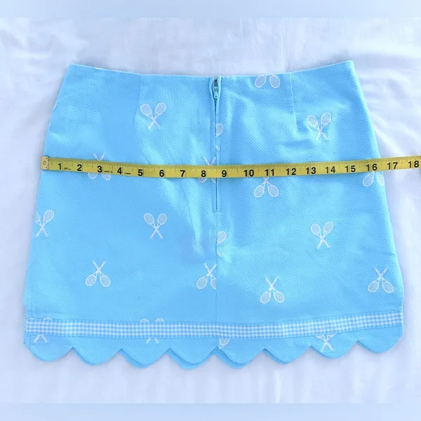 Vintage 90s y2k Lilly Pulitzer Scallop Tennis Mini Skirt - Pool Blue - 2P - Image 7