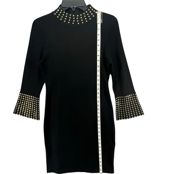 Calvin Klein Womens Small Black Studded Knit Dress Stretch Rayon Nylon‎ Timeless - Image 9