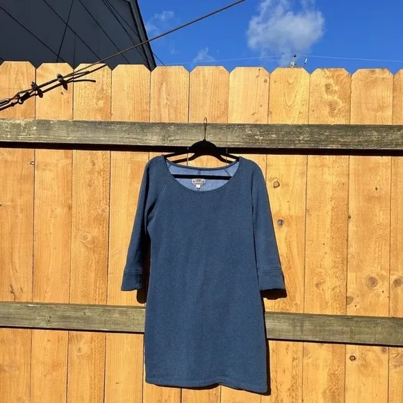 UGG Scoop Neck Mini Blue Fleece Dress Size Medium Warm 3/4‎ Sleeve Winter Fall - Image 2