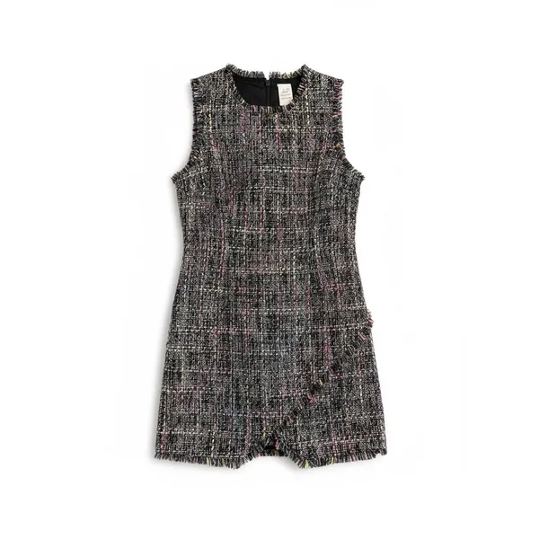 Cinq à Sept Rochelle Tweed Minidress Womens‎ 8 Multicolor Belted Fringe - Image 3