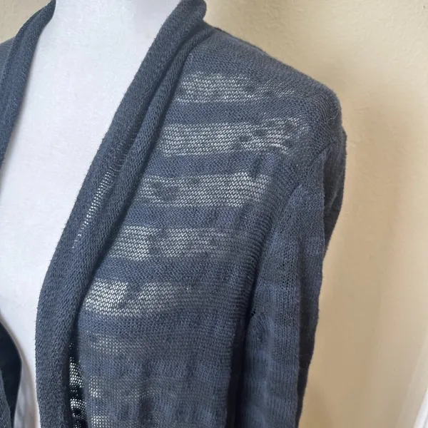 FREE PEOPLE Sheer Stripe Duster Long Line Open Cardigan Sweater - medium - Image 3