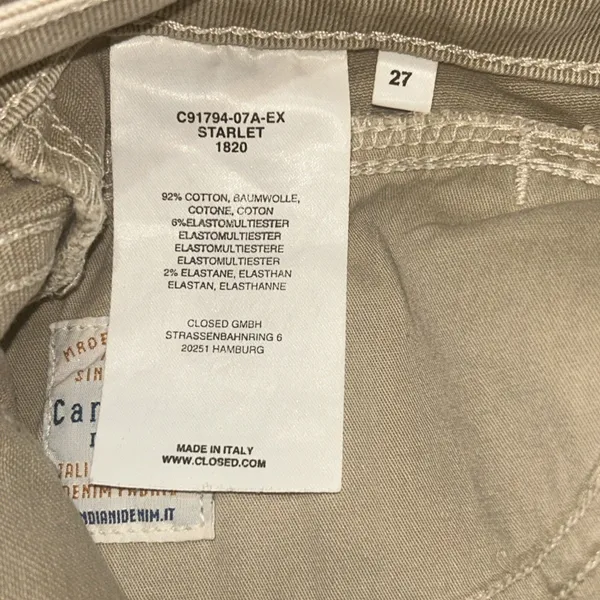 Closed x Candiani Starlet Jeans Sz 27 Tan Italian Denim Designer Classic Preppy - Image 10