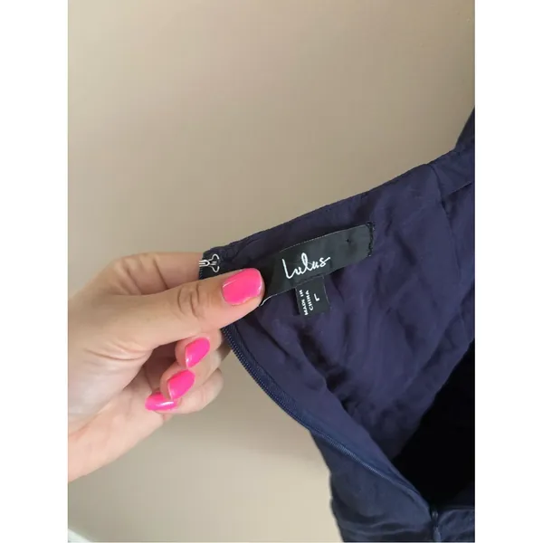 Lulus Significant Sweetie Navy Blue Tie-Back Skort Romper Size Large Linen Beach - Image 7