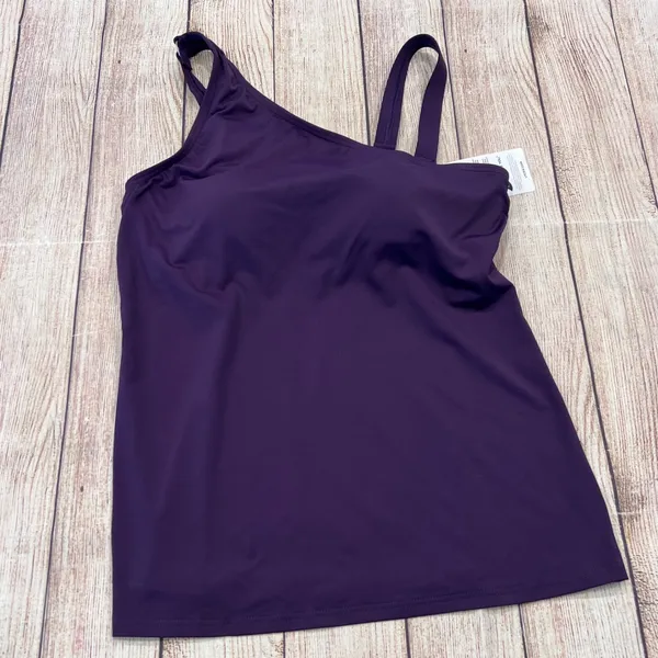 Lands End NEW Womens Deep Purple Asymmetrical Tankini Top Swim Skirt Set Size 4 - Image 6