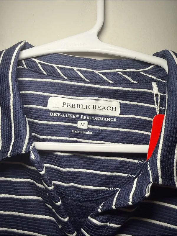 NWT Pebble Beach Dry-Luxe Sleeveless Golf Polo Women M Navy Stripe - Image 4