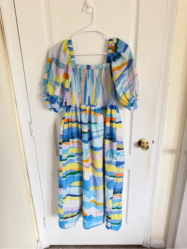Jessie Zhao Landscape Smocked Cotton Dress - Image 2