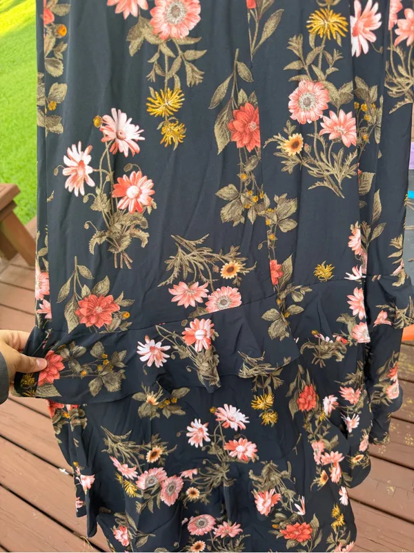 Lush Black Floral High Low Ruffle Maxi Dress NWOT Size S - Image 6