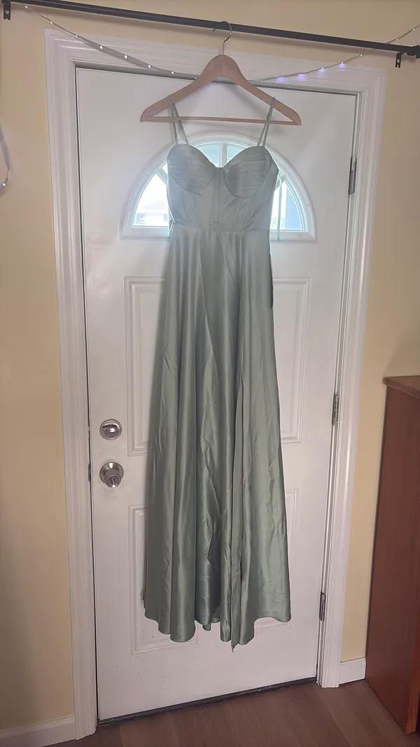 JCPenney Sage Green Satin Maxi Dress - Image 3
