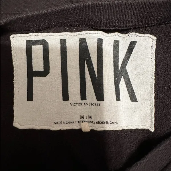 Victoria’s Secret PINK Sequin Boom Lightning Bolt Graphic Black Pullover Medium - Image 3