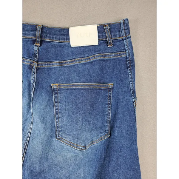 RUTI Barrel Leg Jeans Womens 4 Blue High Rise Seam Detail Relaxed Fit Cropped - Image 5